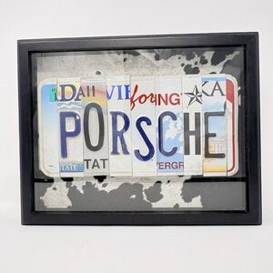 PORSCHE Abstract Metal License Plate Art Framed Box Sign Glass Front